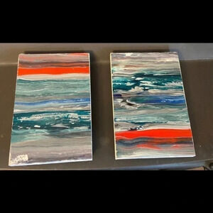 Set of 2 hand painted wood risers shelf sitters home decor shelf display‎